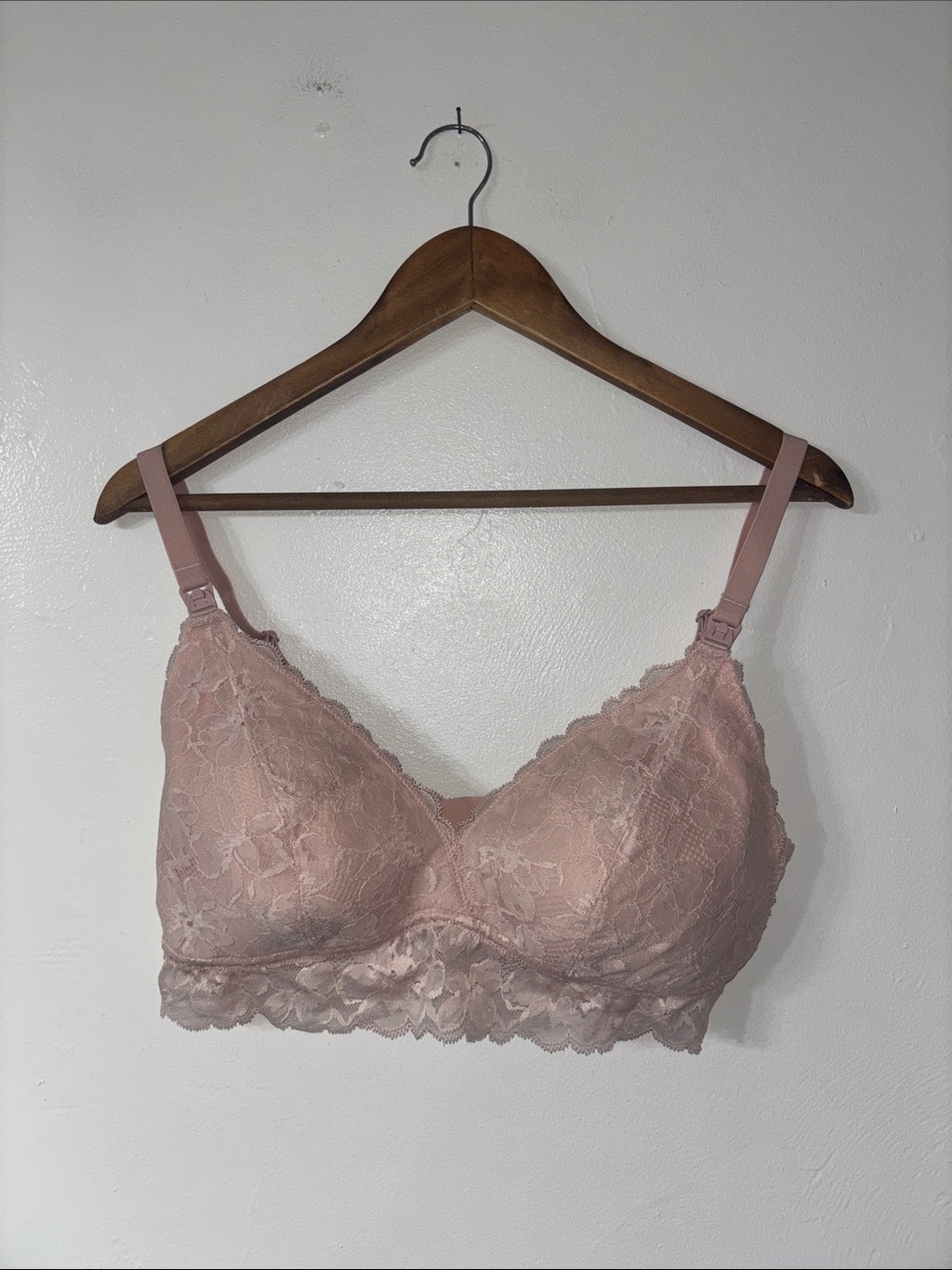 Momanda Pink Nursing Bra Floral Lace Pregnancy Post Partum Size XL